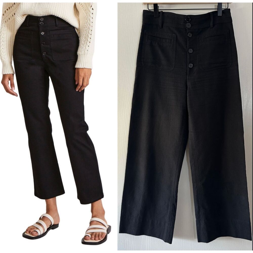 Apiece Apart Women Marston Pants Black Wide Leg Crop Quiet Luxury Career Sz 2 XS - Picture 1 of 10